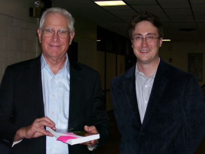 John Sandford with Out Loud! series coordinator Rob Cline